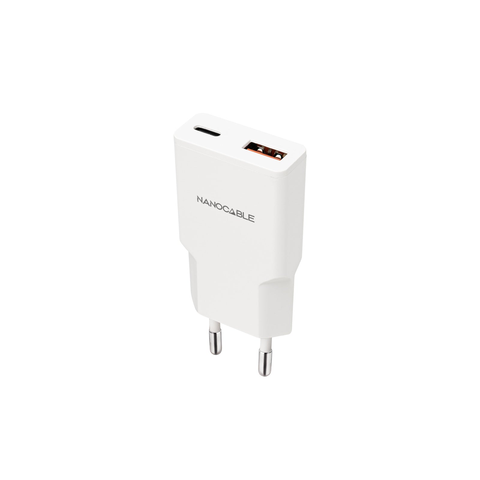 Cargador USB-C/PD 30W + USB-A/QC 30W, Blanco