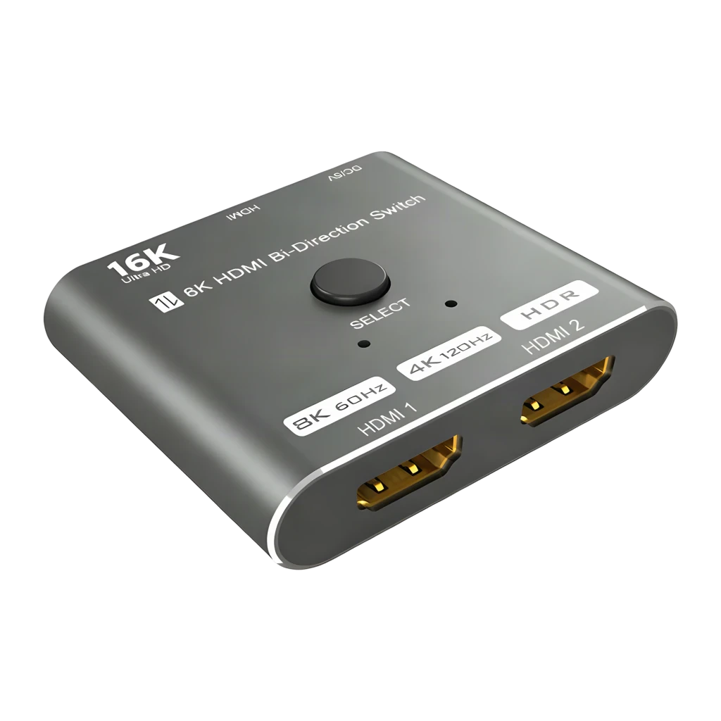 Switch HDMI Desconocida 2.1 Bidireccional 2 Puertos Gris 48Gbps