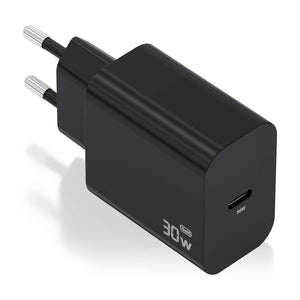 Cargador GaN 30W, 1xUSB-C PD3.0, Negro