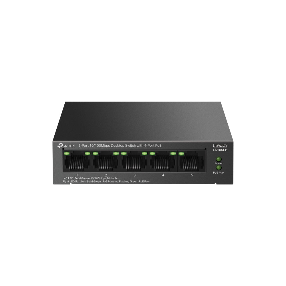LiteWave LS105P No administrado Fast Ethernet (10/100) Energía sobre Ethernet (PoE) Negro