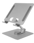MA-RST, Soporte para Tablet y Convertibles 2en1 hasta 13", Giratorio 360º + Ajustable en Altura y Ángulo 180º, Soporte Tablet Plegable de Acero Liviano, Antideslizante, Gris Plateado