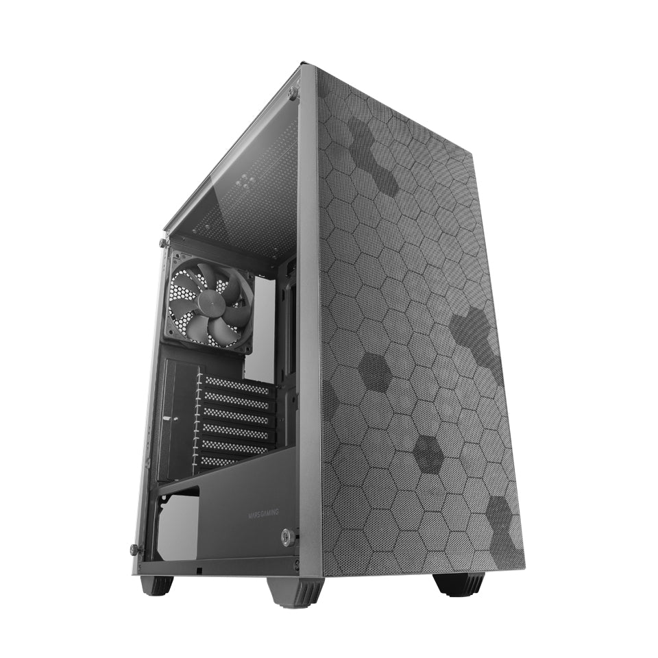 MC-Q3, Caja Semitorre ATX, Ventana Lateral Completa Cristal Templado, Doble Rejilla Magnética Antipolvo Frontal + Superior, Ventilador 120mm FDB, Refrigeración Líquida 360mm, Negro