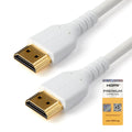 Cable HDMI 2.0 Certificado Premium de Alta Velocidad con Ethernet de 1m - Delgado - UHD 4K 60Hz - con Fibra de Aramida - HDMI 2.0 - TPE - para Monitores y TV - Blanco