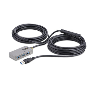 Hub Extensor USB - Cable USB 3.0 de 10m con Hub USB-A de 4 Puertos - Repetidor USB Activo Alimentado por el Bus - con Fuente de 20W - con Protección ESD Nivel 2