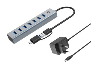 HUBBIES21GP hub de interfaz USB 3.2 Gen 1 (3.1 Gen 1) Type-A 5000 Mbit/s Gris