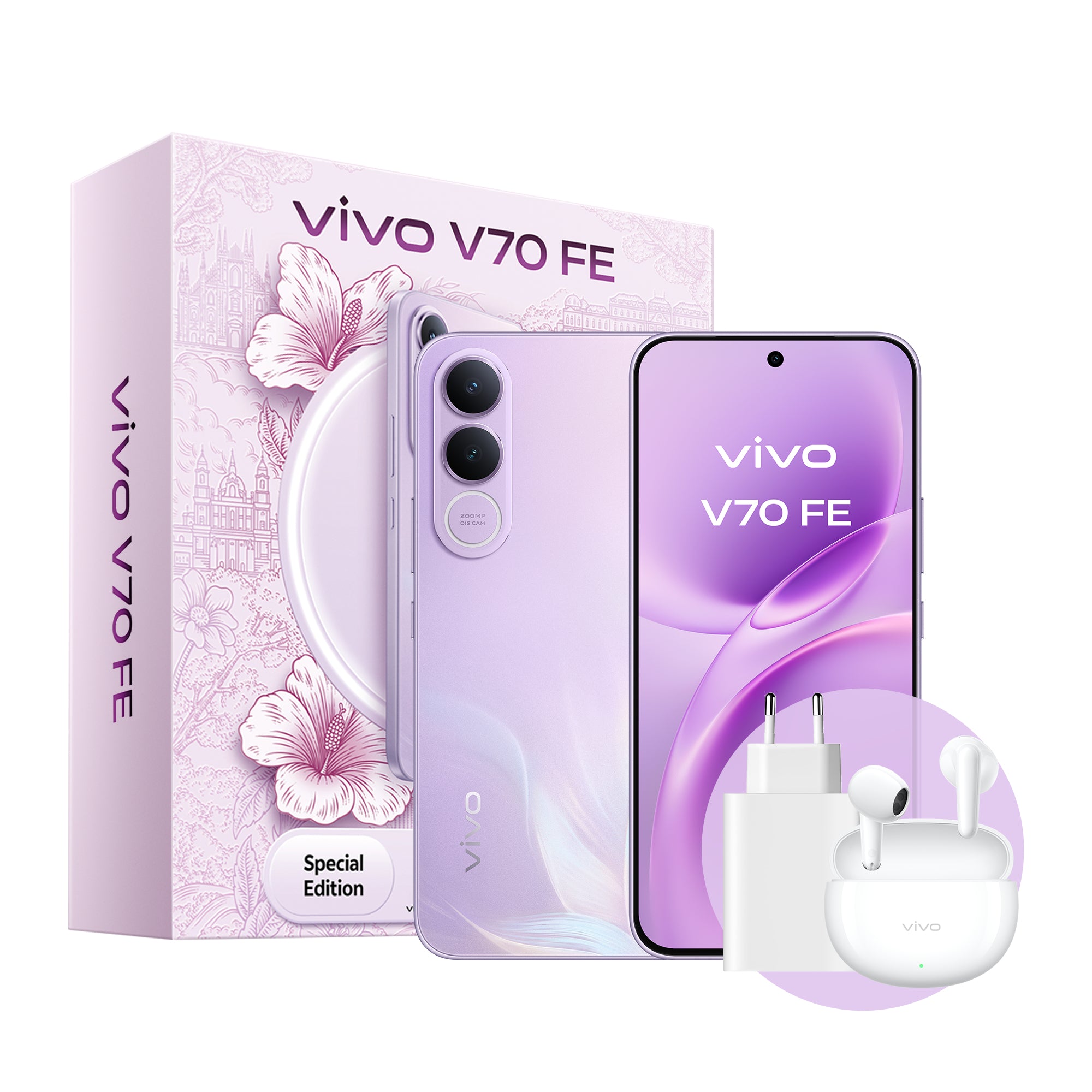 V70 FE + BUD 17,4 cm (6.83") SIM doble Android 16.0 5G USB Tipo C 8 GB 512 GB 7000 mAh Púrpura