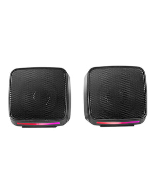 MS-PRO, Altavoces Compactos 10W, Iluminación RGB Flow Dinámica, Altavoz PC con Caja de Control y Entrada Jack 3.5mm, Altavoces Gaming Compatibles con PC / Mac / Smartphone / Tablet, Negro