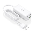 Cargador Sobremesa GaN 100W, 3x USB-C PD3.0 QC4.0 QC5.0, 1x USB-A QC3.0, Blanco