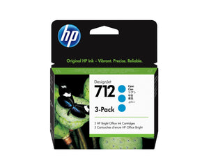 Paquete de 3 cartuchos de Tinta DesignJet 712 cian de 29 ml