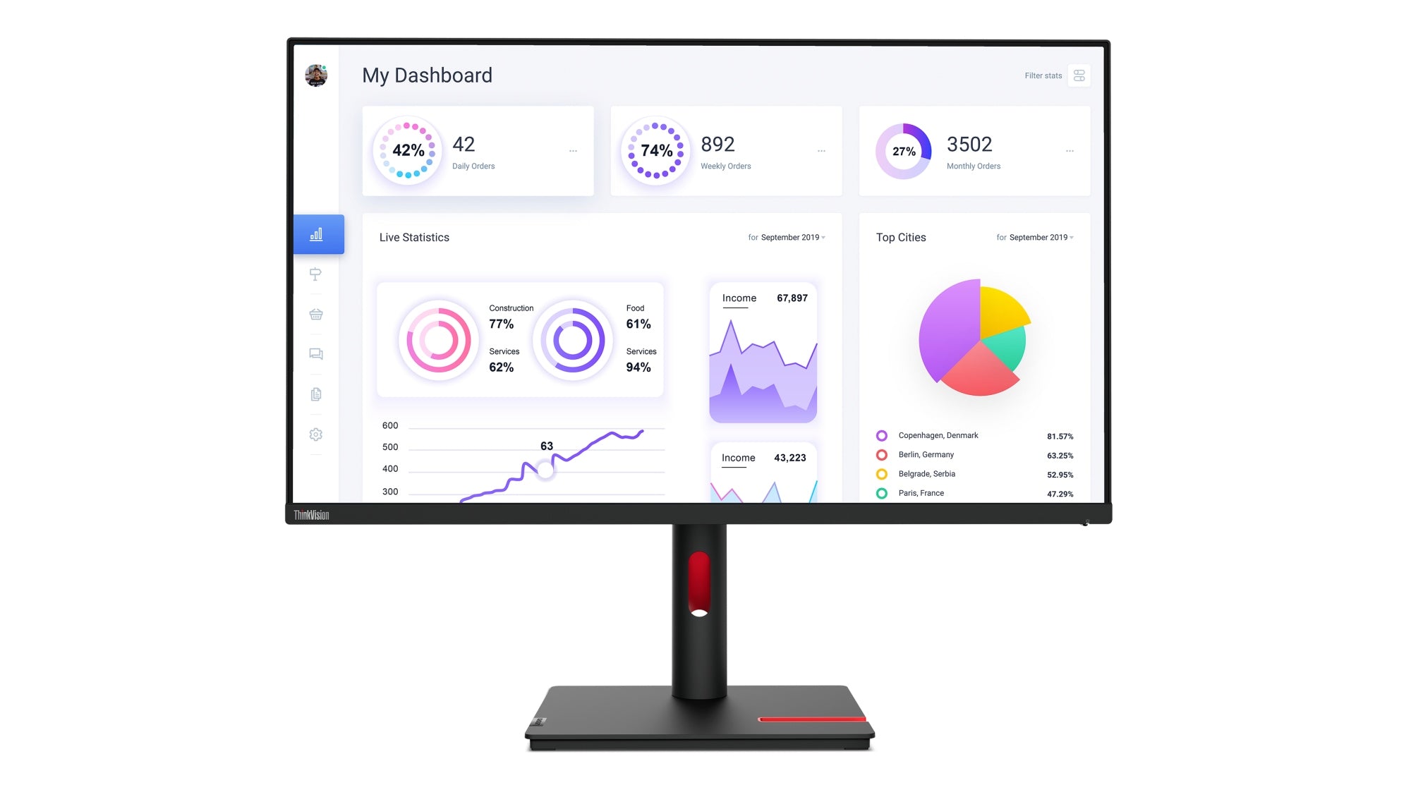 ThinkVision T32p-30 LED display 80 cm (31.5") 3840 x 2160 Pixeles 4K Ultra HD Negro