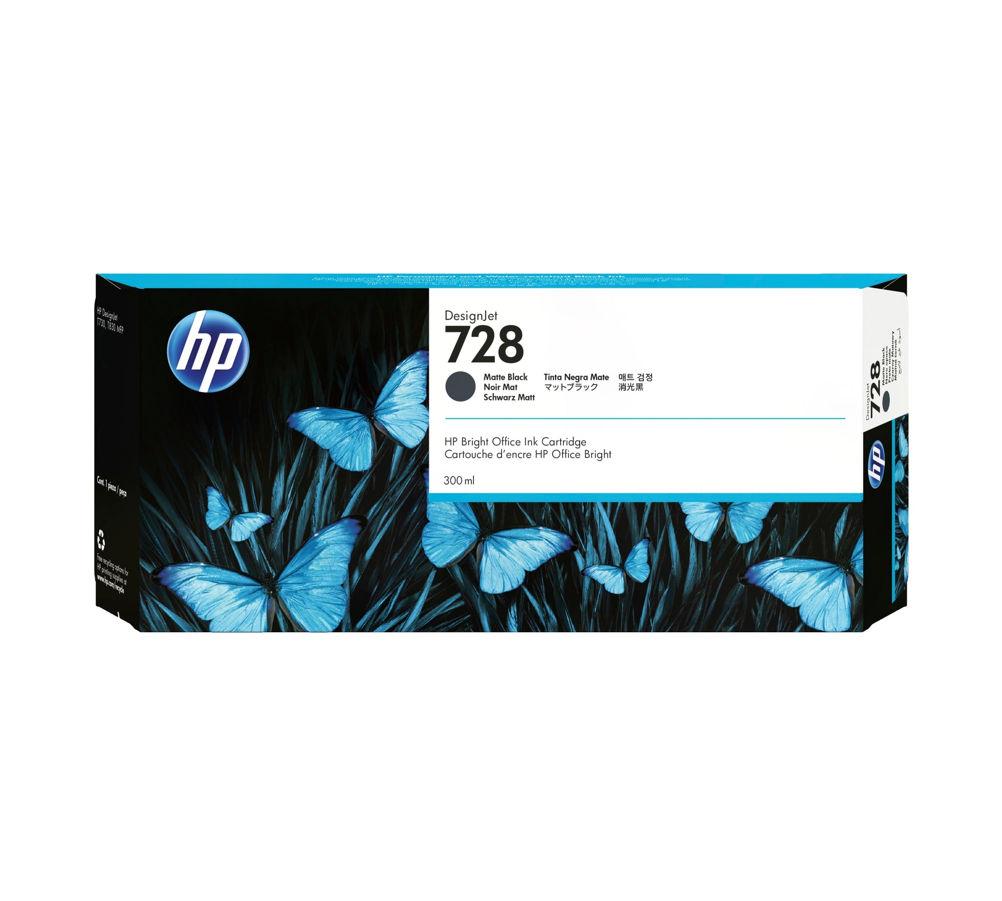 Cartucho de tinta DesignJet 728 negro mate de 300 ml