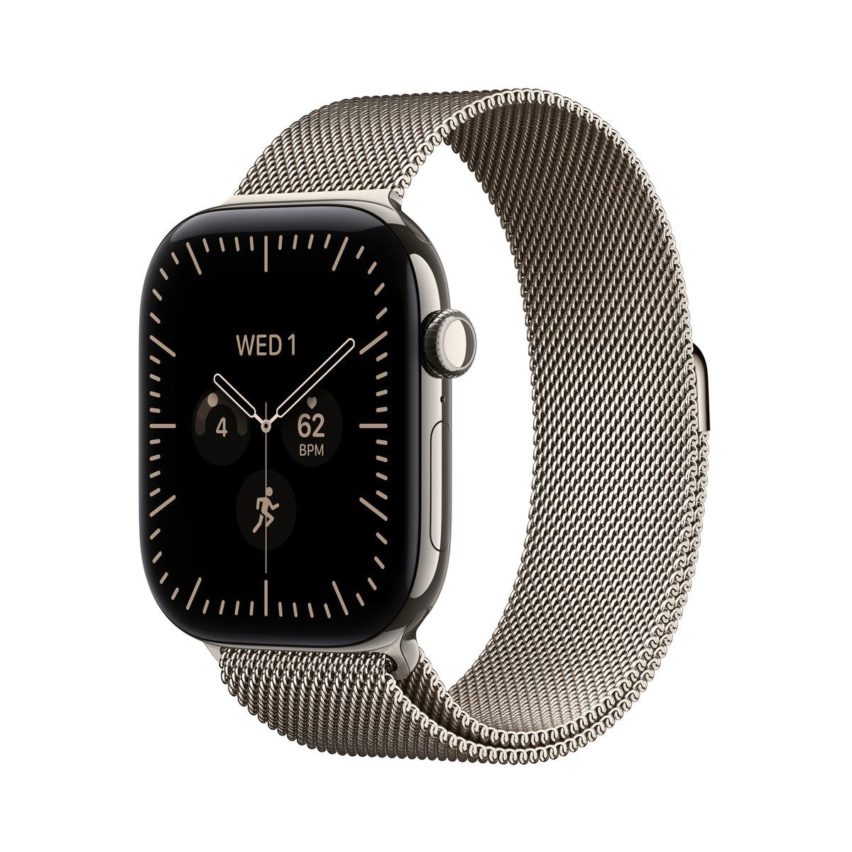 Watch Series 12 (GPS + Cellular) - Caja de titanio en color natural (46 mm) - Pulsera Milanese Loop color natural - Talla M/L