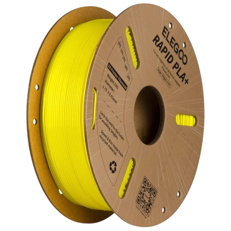 Filamento ELEGOO Rapid PLA + (PLUS) Amarillo - 1.75mm - Impresión de alta velocidad hasta 600mm/s - Bobina de 1kg
