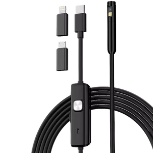 Endoscopio 8mm Dual Lens (Lightning/USB-C/MicroUSB) – Hard Cable – 3.5 m