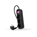 Regleta de Enchufes con 3 Tomas con Interruptor, 1.4 m, Negro