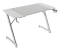 MGD-X120, Mesa Gaming Ergonómica, Superficie en Fibra de Carbono, Estructura Metálica, Alfombrilla XXL, Soporte Auriculares y Bebida, Gestión Cableado, Escritorio PC 120x60cm, Blanco