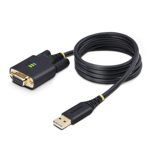 Cable Adaptador USB a Serie de Módem Nulo de 1m - Retención COM - Tornillos Intercambiables DB9 - USB a RS232 - Serial - USB a DB9 - FTDI - ESD de Nivel 4 - Fabricación Resistente con TPE