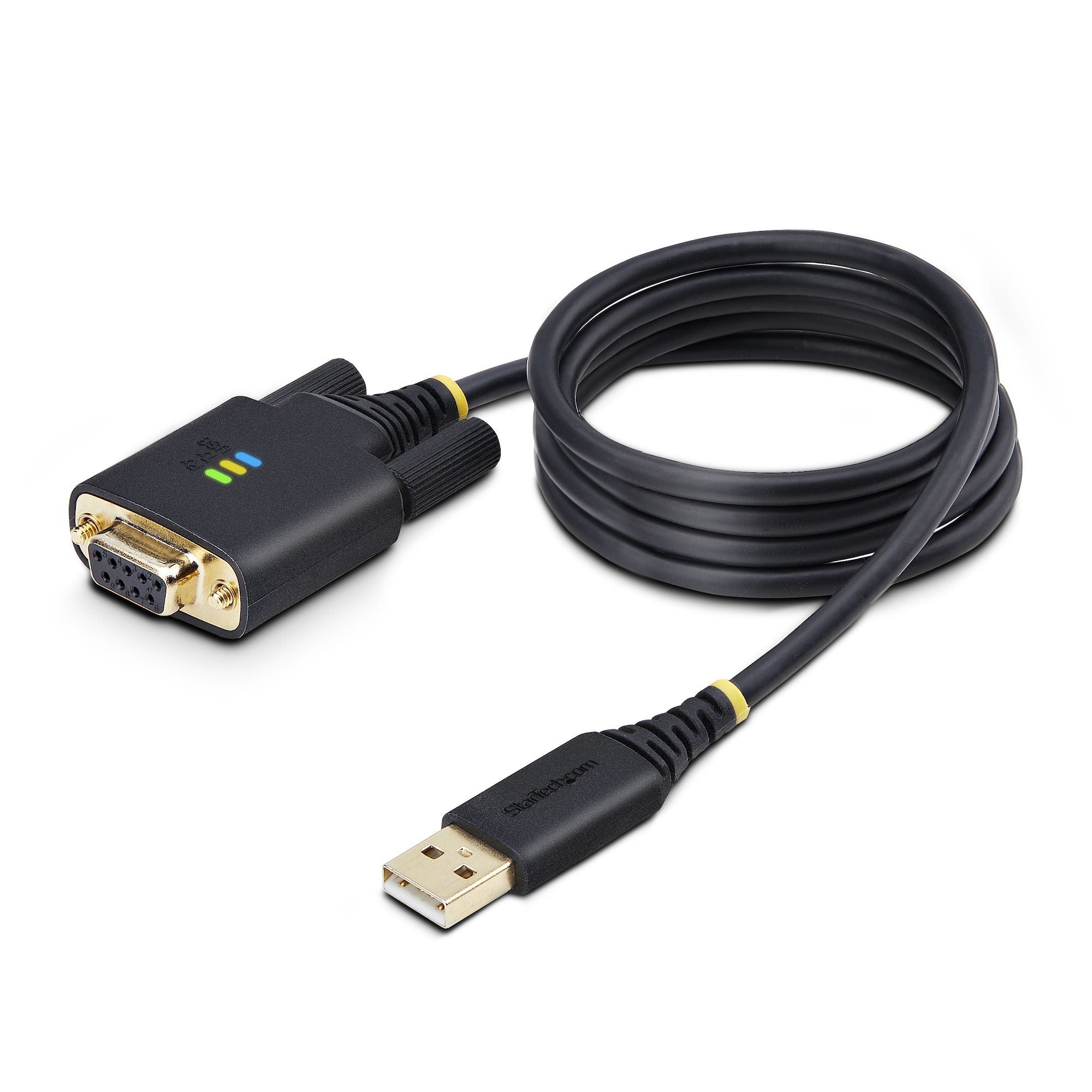Cable Adaptador USB a Serie de Módem Nulo de 1m - Retención COM - Tornillos Intercambiables DB9 - USB a RS232 - Serial - USB a DB9 - FTDI - ESD de Nivel 4 - Fabricación Resistente con TPE