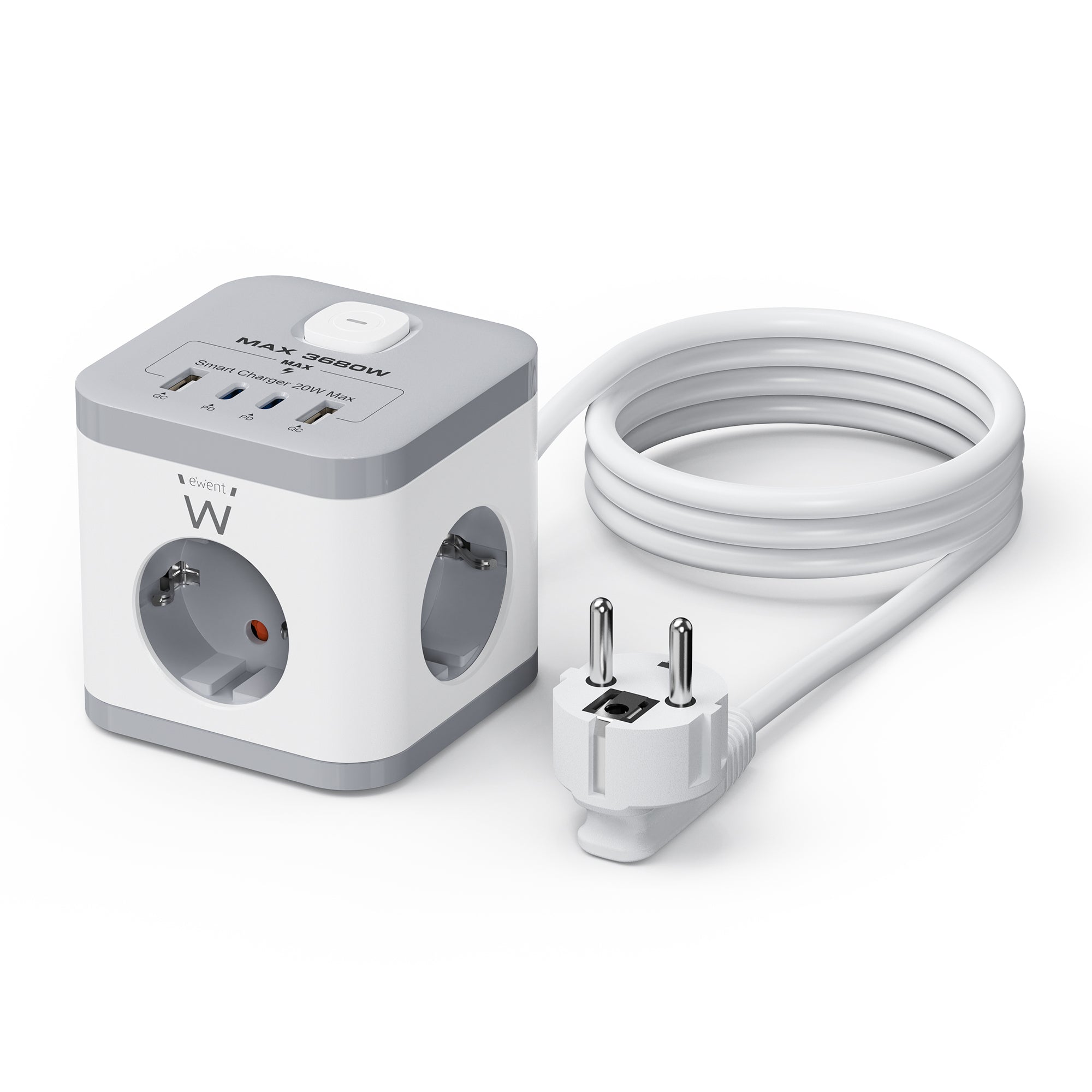 EW3863 base múltiple 1,5 m 3 salidas AC Interior Gris, Blanco
