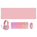 MCP-RGB3, Pack Gaming Teclado Fixed RGB + Ratón Gaming RGB Flow 3200 DPI + Auriculares Over-Ear RGB + Alfombrilla XXL, Rosa, Idioma Español