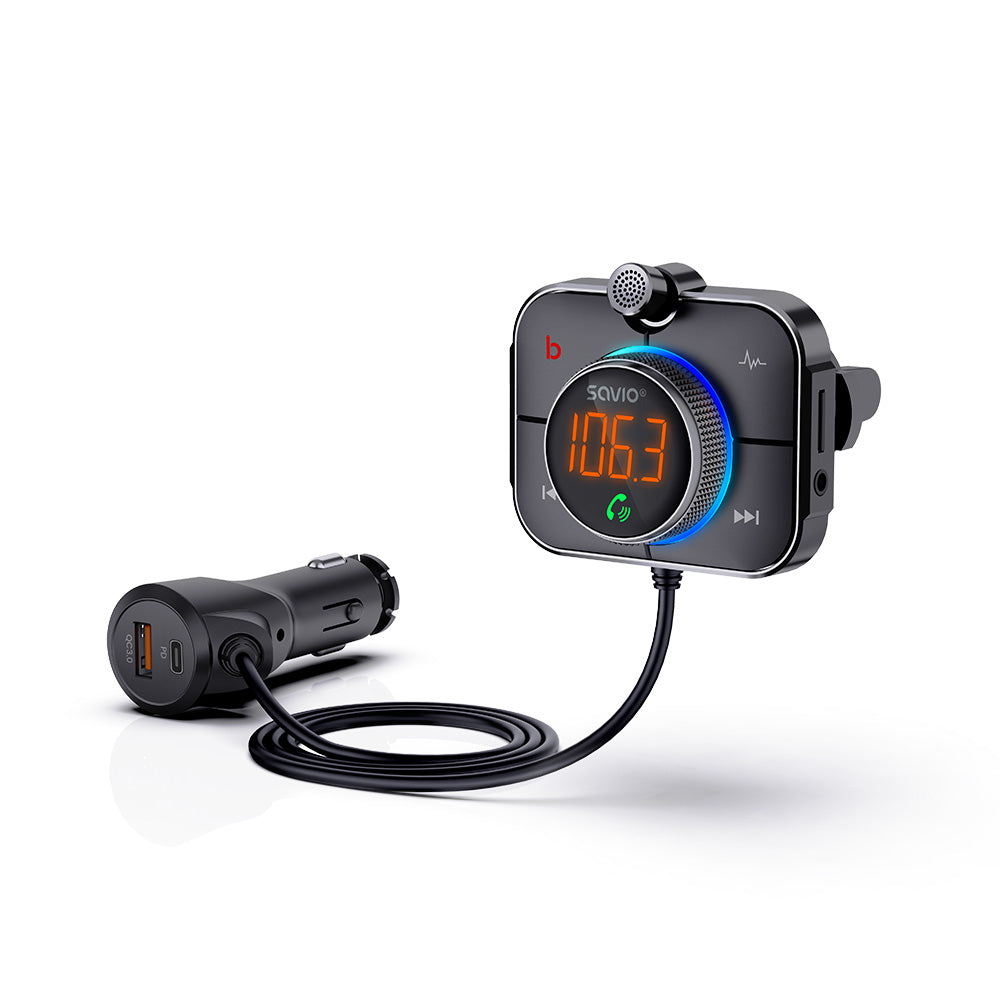 TR-14 Transmiter FM z Bluetooth i ladowarka PD 87,6 - 107,9 MHz Bluetooth/USB Negro