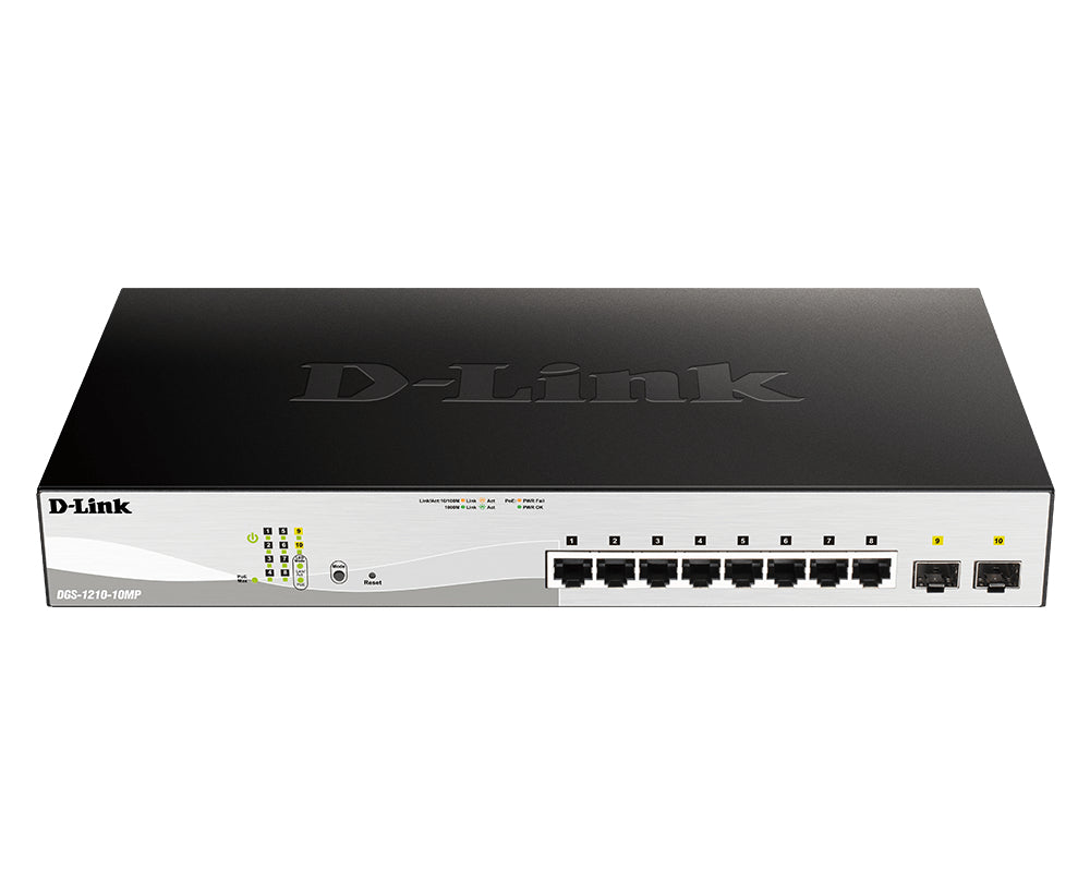 DGS-1210-10MP Gestionado L2 Gigabit Ethernet (10/100/1000) Energía sobre Ethernet (PoE) Negro, Gris