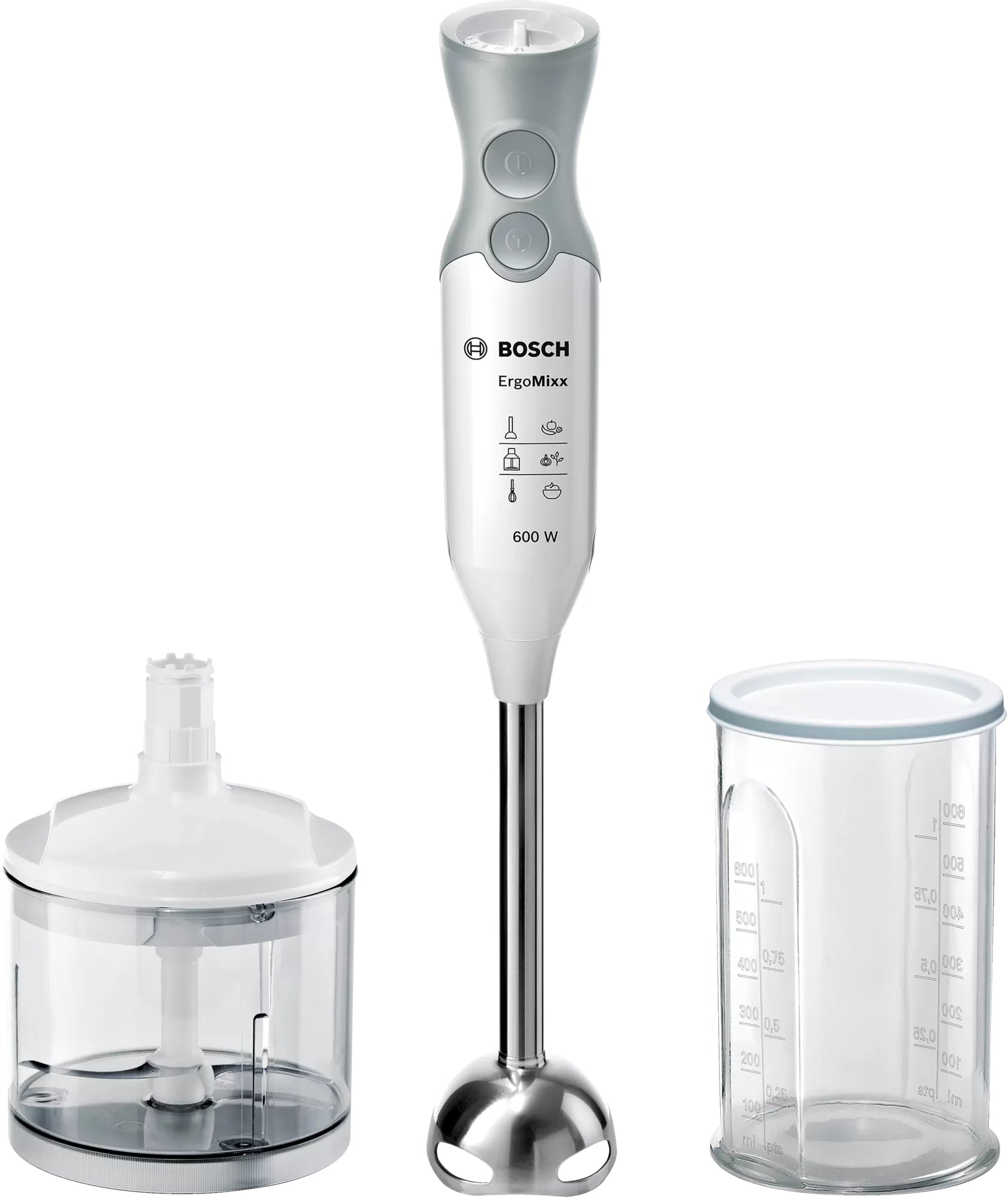 ErgoMixx MSM66120 Batidora de inmersión 600 W Gris, Blanco