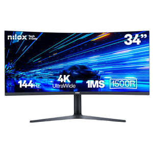 MONITOR 34" NXM344KD11 ULTRAWIDE 4K CURVO 144HZ 2HDMI 2DP 1MS MMDIA pantalla para PC 86,4 cm (34") 3440 x 1440 Pixeles UltraWide Quad HD LED Negro