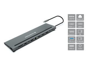DONN17G base para portátil y replicador de puertos Alámbrico USB 3.2 Gen 1 (3.1 Gen 1) Type-C Gris
