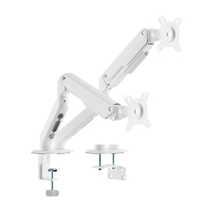 Soporte de Mesa Eco Contrapeso Giratorio e Inclinable para Monitor/TV 9kg (3 PIVOTES, 2 BRAZOS) de 17-32, Blanco