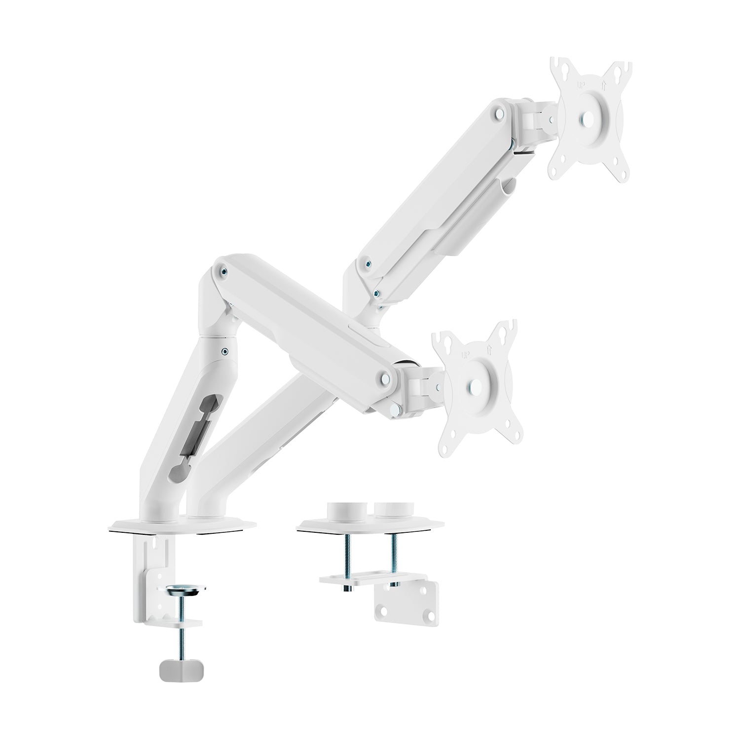 Soporte de Mesa Eco Contrapeso Giratorio e Inclinable para Monitor/TV 9kg (3 PIVOTES, 2 BRAZOS) de 17-32, Blanco