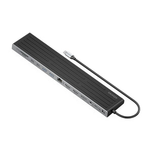 USB-C Dock 13 en 1, USB-C A 2xHDMI, 1xDisplayPort, 1xRJ45, 3xUSB-A, 2xUSB-C, 1xUSB-C PD, 1xSD, 1xMicro SD, 1xAudio, 1xRanura Kensington, 30cm