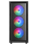 MC-AIR, Caja Gaming ATX, 4x Ventiladores FRGB Rainbow 120mm, Panel Frontal Mesh, Ventana Lateral Completa Cristal Templado, Semitorre PC Doble Cámara, Soporte Refrigeración Líquida, Negro