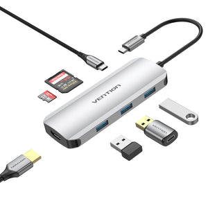 Docking USB Tipo-C TOJHB/ 1xHDMI/ 3xUSB/ 1xUSB Tipo-C/ 1xLector tarjetas/ Gris