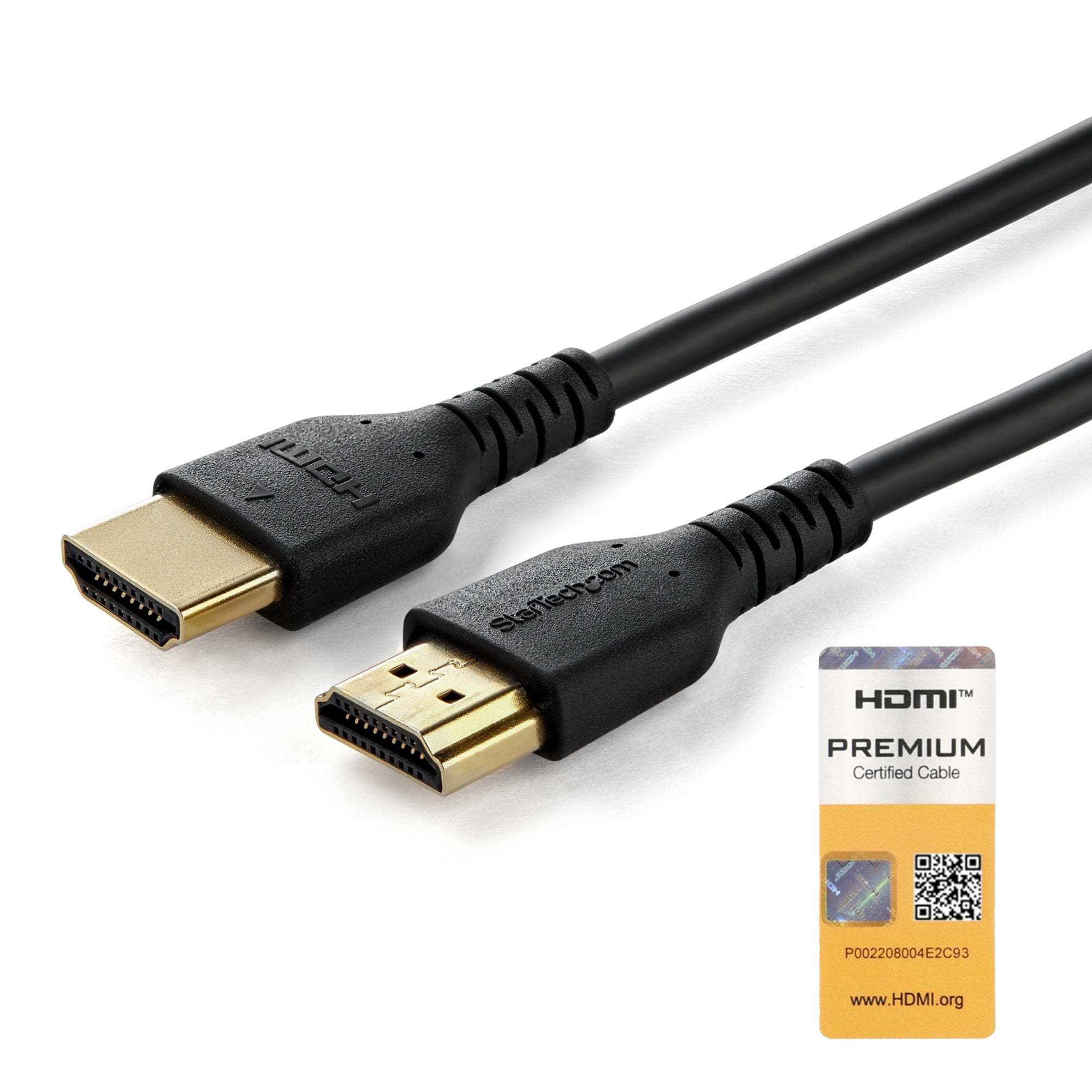 Cable HDMI 2.0 Certificado Premium de Alta Velocidad con Ethernet de 1m - Delgado - UHD 4K 60Hz - con Fibra de Aramida - HDMI 2.0 - TPE - para Monitores y TV