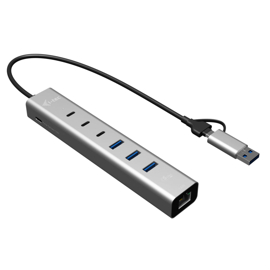 USB-C/USB-A Metal HUB 6 port (3x USB-C, 3x USB-A), LAN, Power Delivery 85W