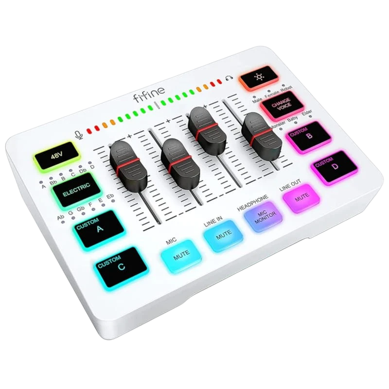 Fifine SC3 Blanco  - Mezclador de audio