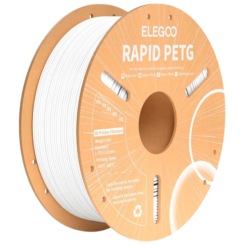 ELEGOO Rapid PETG Blanco para Impresoras 3D FDM - Filamento 1.75mm Bobina de 1kg
