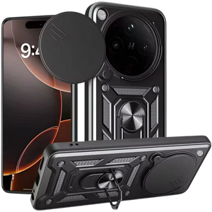 Funda Armadura Militar para Oppo Find X8 5G con Protección de Cámara y Anillo Negro
