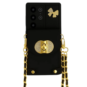 Funda Cartera Cadenas Colgantes Coquette Samsung Galaxy A56, Negro