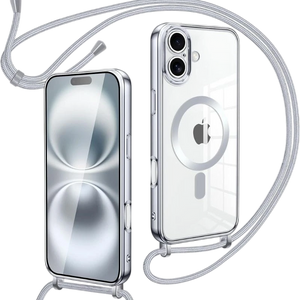 Funda Magnética con colgante para iPhone 16 Plata