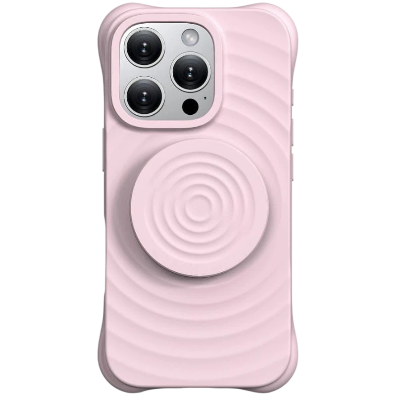 Funda  magnética de silicona ondulada con soporte MagSafe iPhone 16 Pro Max Rosa