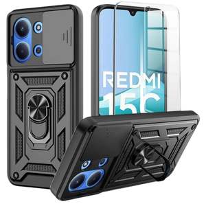 Funda Armadura Militar Magnética para Xiaomi Redmi 15C 4G/5G con Protección de Cámara y Anillo Soporte