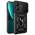 Funda Armadura Militar para Xiaomi Redmi 13C / Poco C65 / Poco M6 5G con Protección de Cámara, Soporte Metálico y Anillo Negro