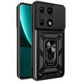 Funda Armadura Militar para Xiaomi Redmi Note 13 Pro 4G / Poco M6 Pro 4G con Protección de Cámara, Soporte Metálico y Anillo Negro