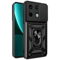 Funda Armadura Militar para Xiaomi Redmi Note 13 Pro 5G / Poco X6 5G con Protección de Cámara, Soporte Metálico y Anillo Negro