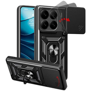 Funda Armadura Militar para Xiaomi 15 5G con Protección de Cámara, Soporte Metálico y Anillo Negro