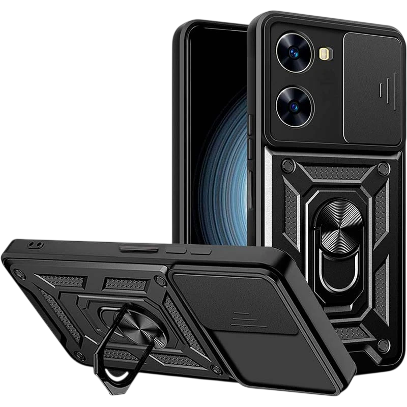 Funda Armadura Militar para Xiaomi Poco X7 Pro 5G con Protección de Cámara, Soporte Metálico y Anillo Negro
