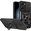 Funda Armadura Militar para Xiaomi Poco X7 Pro 5G con Protección de Cámara, Soporte Metálico y Anillo Negro