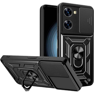 Funda Armadura Militar para Xiaomi Poco X7 Pro 5G con Protección de Cámara, Soporte Metálico y Anillo Negro